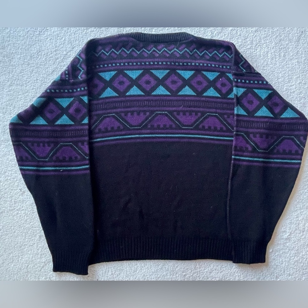 Vintage Black and Purple Geometric Crewneck Sweater - Picture 5 of 7